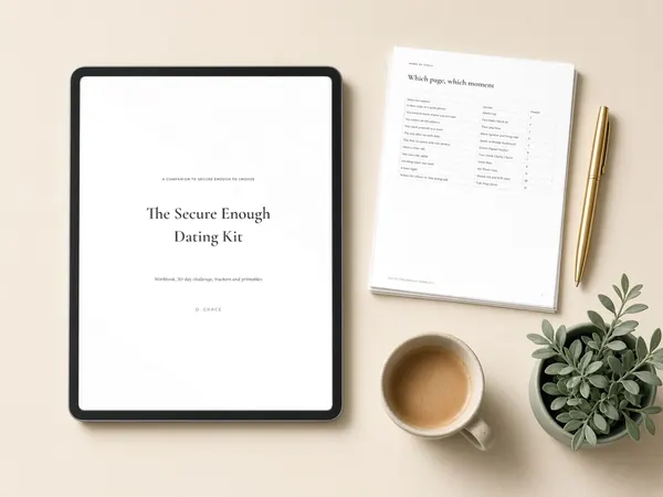 The Secure Enough Dating Kit on a tablet with a printed page